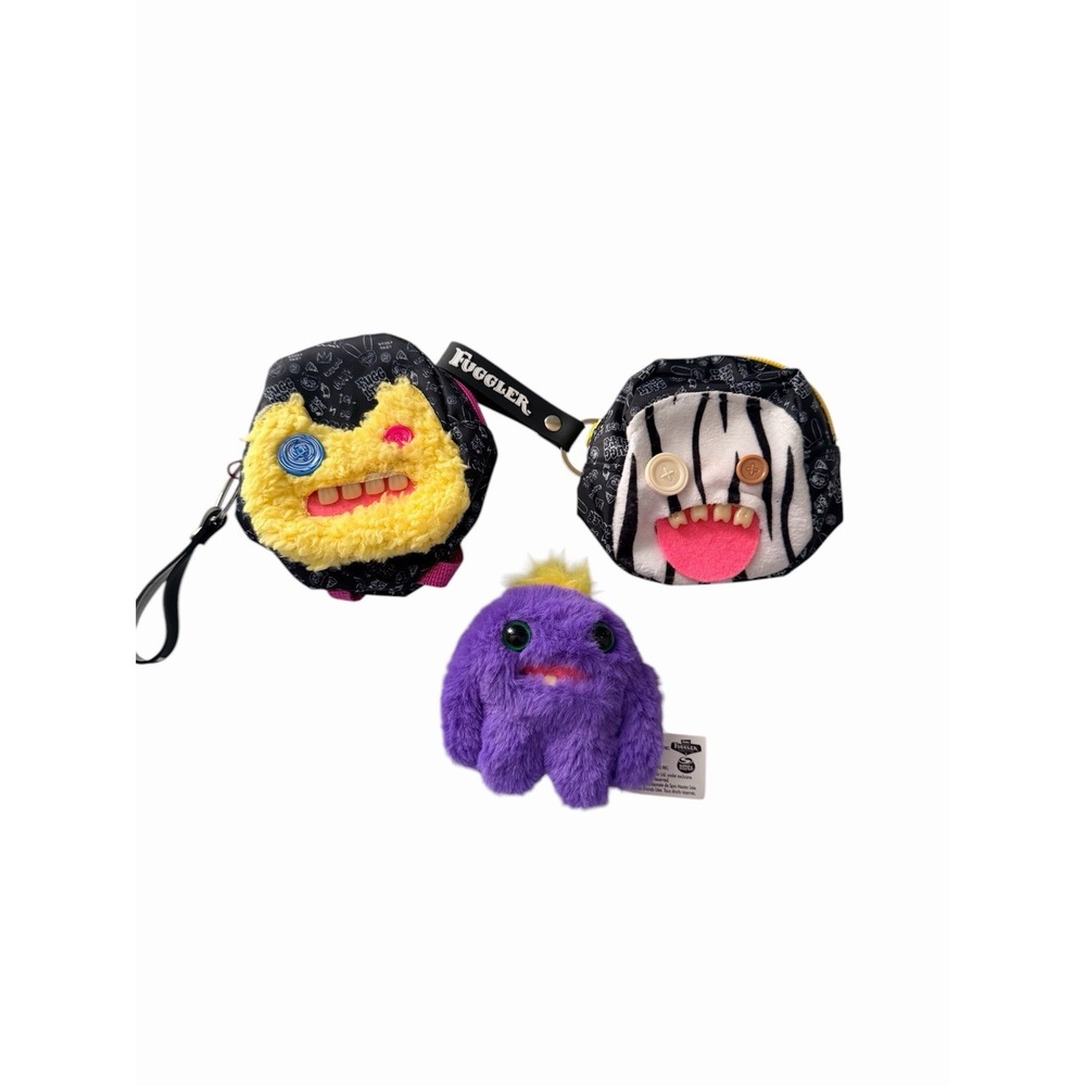 Lot Of  3 Fuggler Mini Backpack Keychain And 1 Plain Fuggler